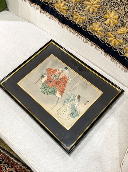 Tsukioka Kogyo (1869-1927) The Goblin of Kurama Framed Japanese Wood Block Print