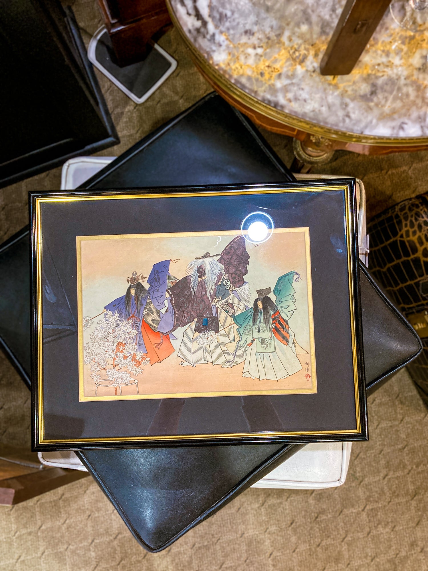 Tsukioka Kogyo (1869-1927) Arashiyama: The God of Mt. Arashi Framed Woodblock Print