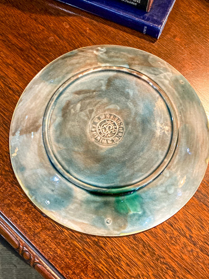 Antique Victorian Etruscan Majolica Pink Maple Leaf Decorative Plate
