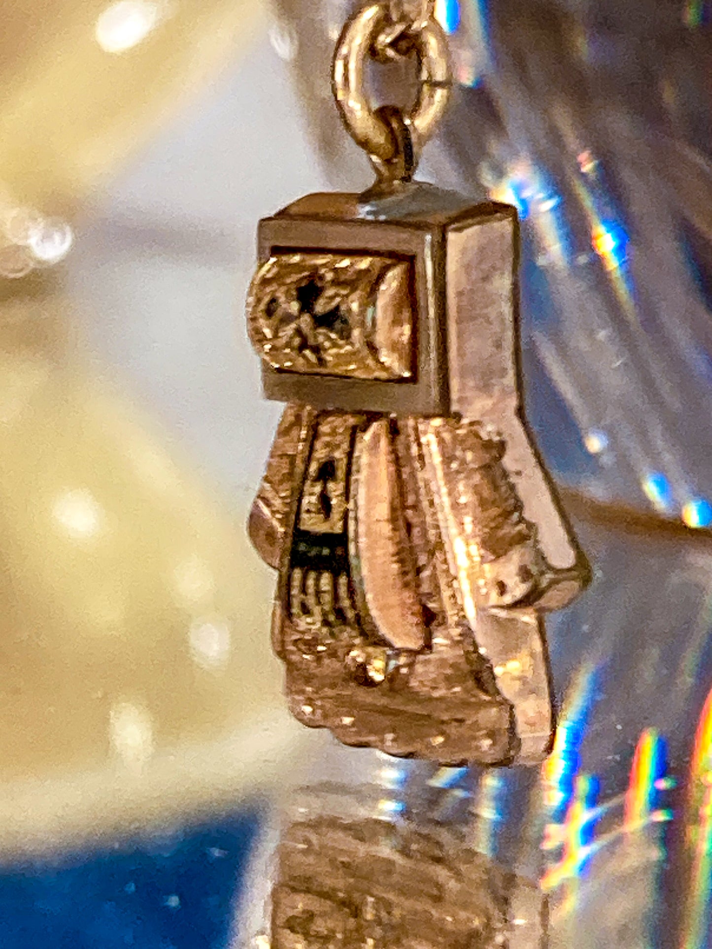 Antique Victorian Gold Filled Engraved Enameled Geometric Pendant Necklace