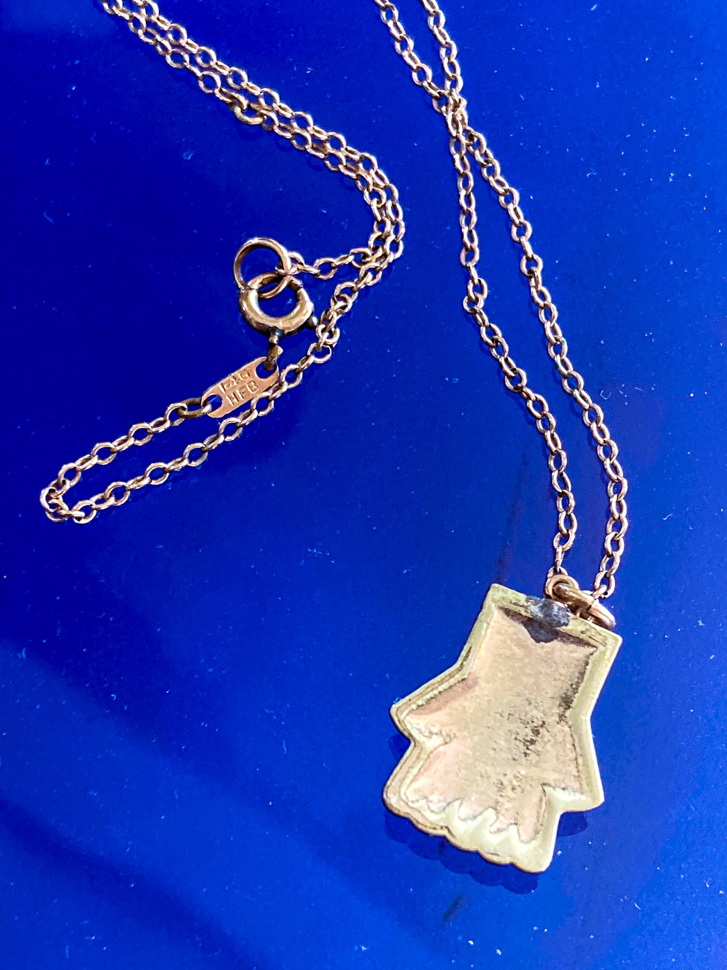 Antique Victorian Gold Filled Engraved Enameled Geometric Pendant Necklace