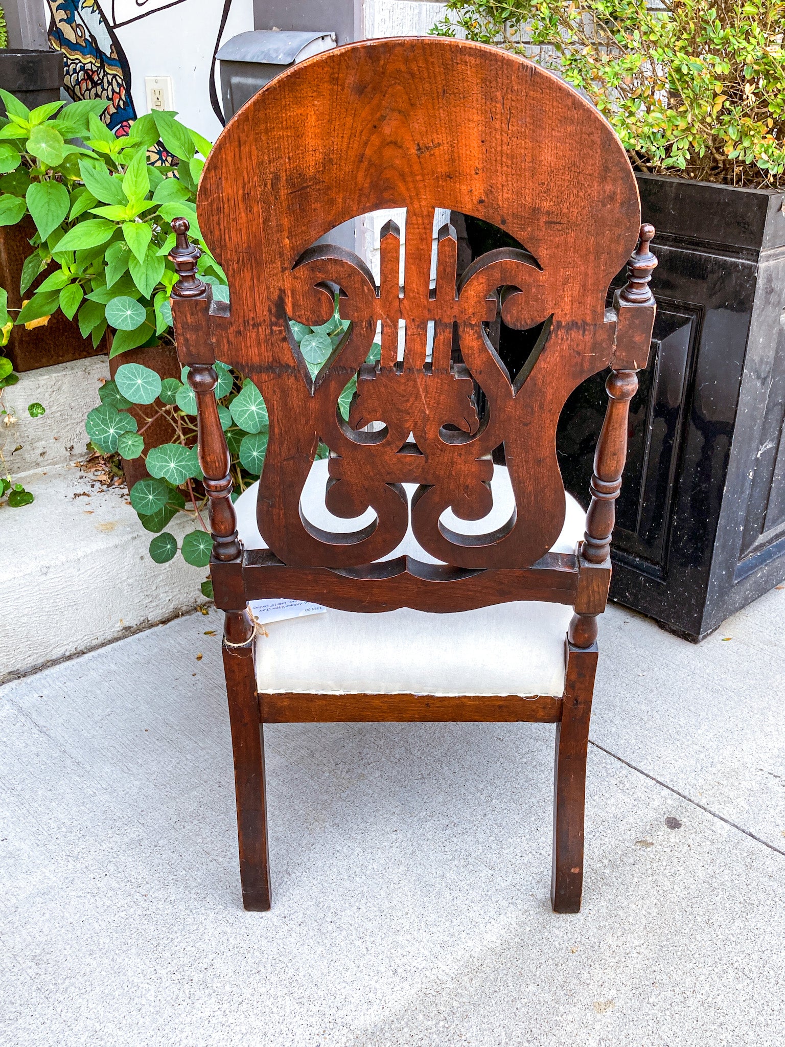 Antique American 19th Century Victorian Carved Walnut Slipper Chair