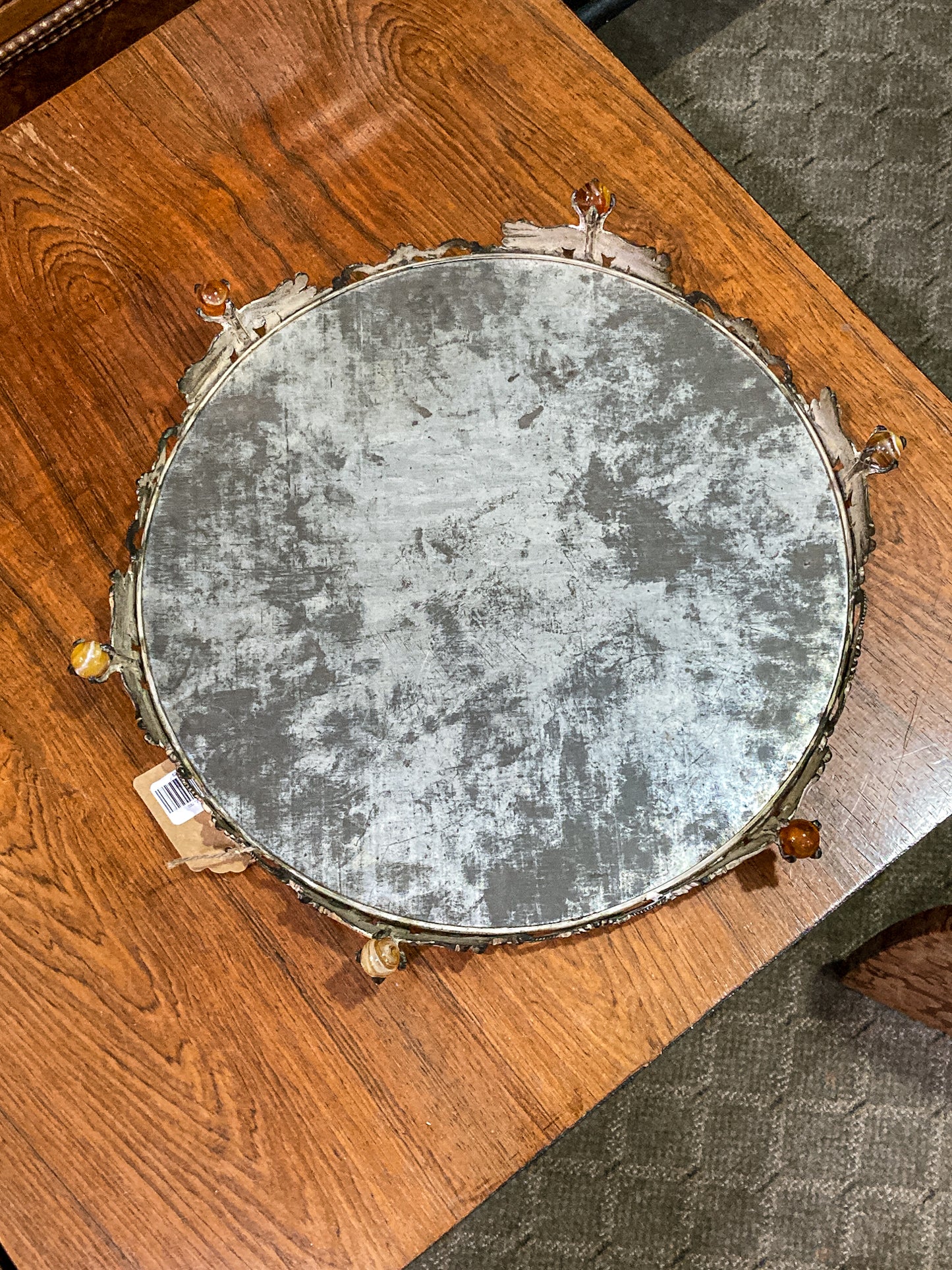 Antique Victorian Silver Plated Marble Claw Footed Plateau Mirrored Tray