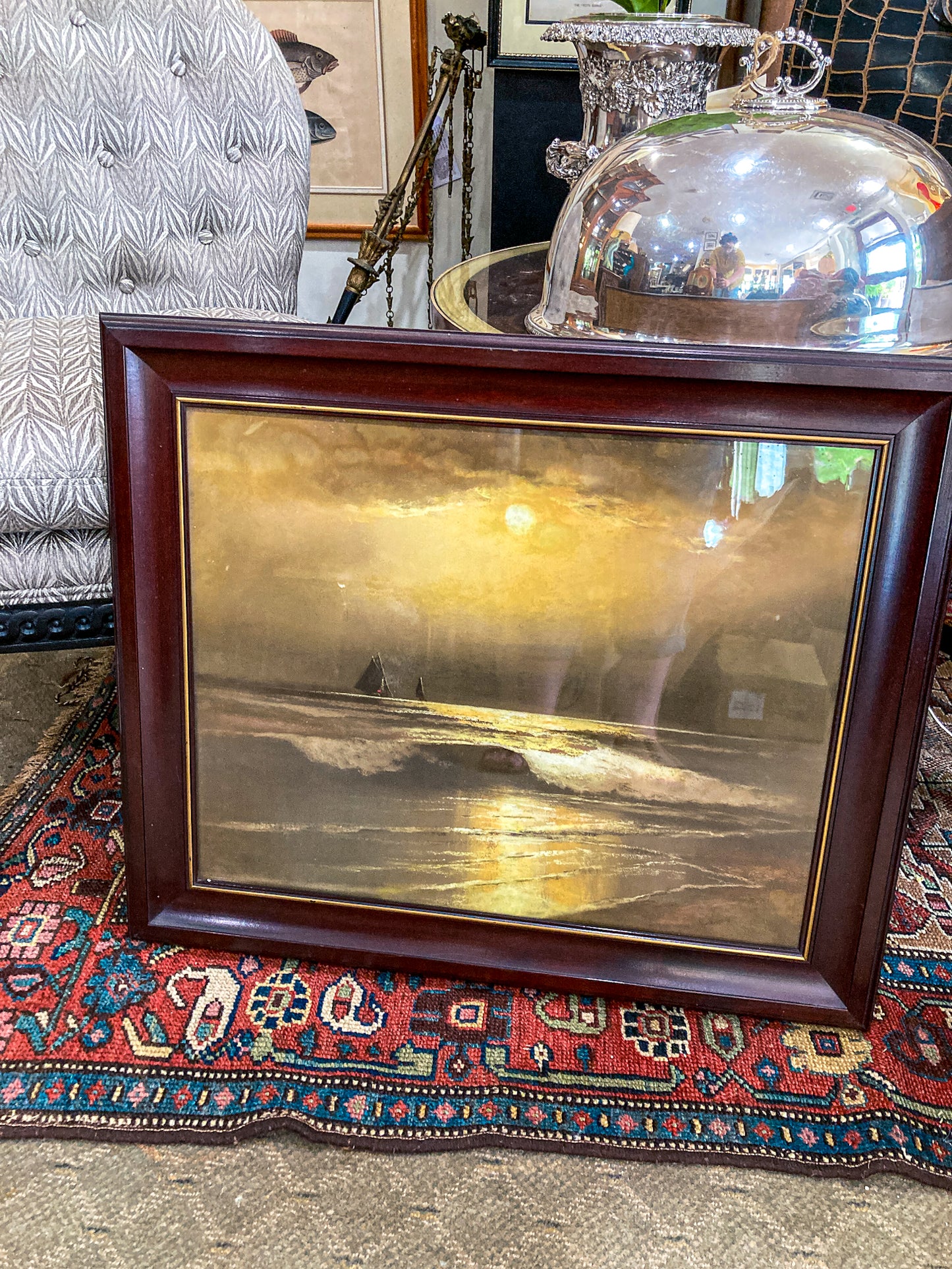 Antique William Henry Chandler (1854-1928) Seascape Framed Pastel Drawing
