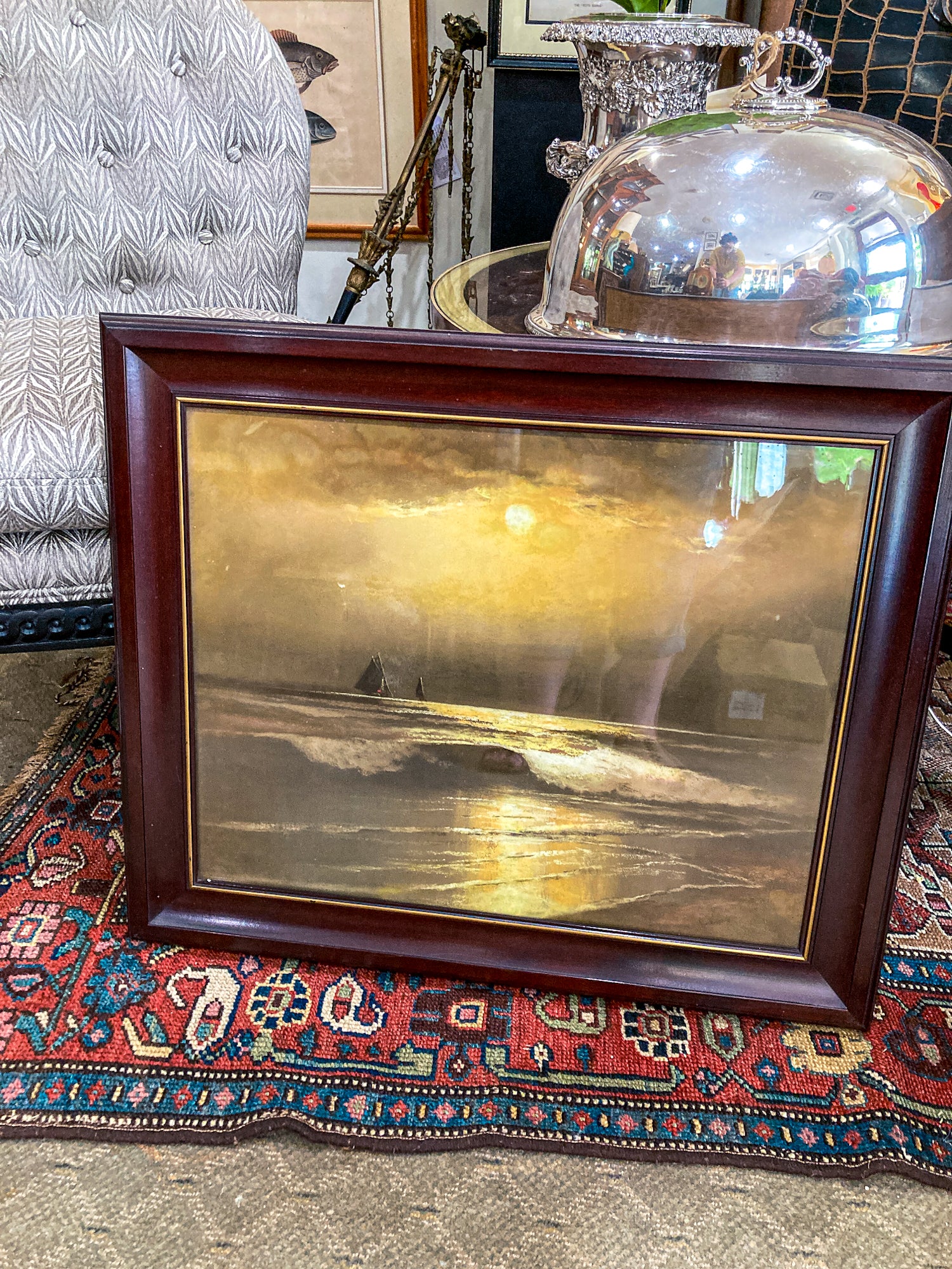 Antique William Henry Chandler (1854-1928) Seascape Framed Pastel Drawing