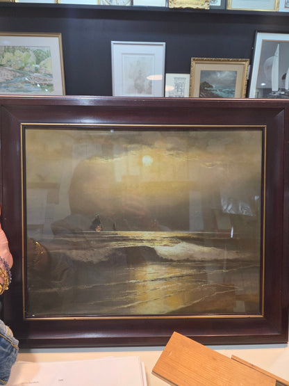 Antique William Henry Chandler (1854-1928) Seascape Framed Pastel Drawing
