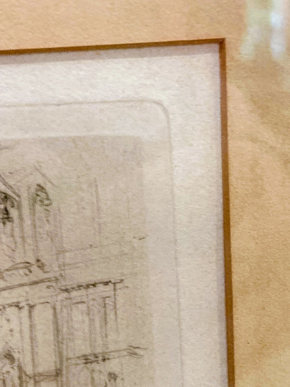 Antique William Walcott (1874-1943) Etching Baptistry Florence Framed Print
