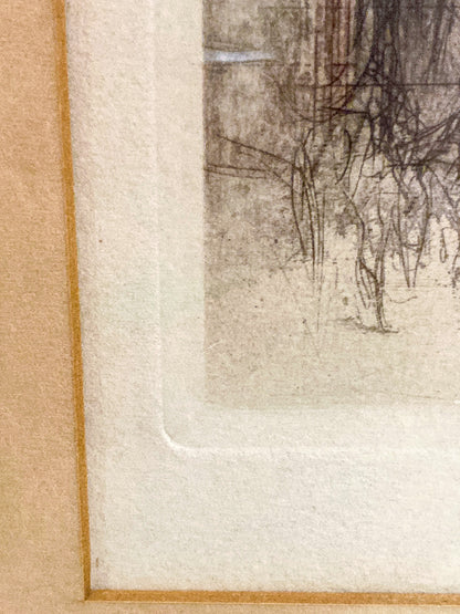 Antique William Walcott (1874-1943) Etching Baptistry Florence Framed Print