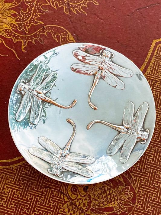 Art Nouveau Style Silver Plated Cristofle Gallia Dragonfly Dish