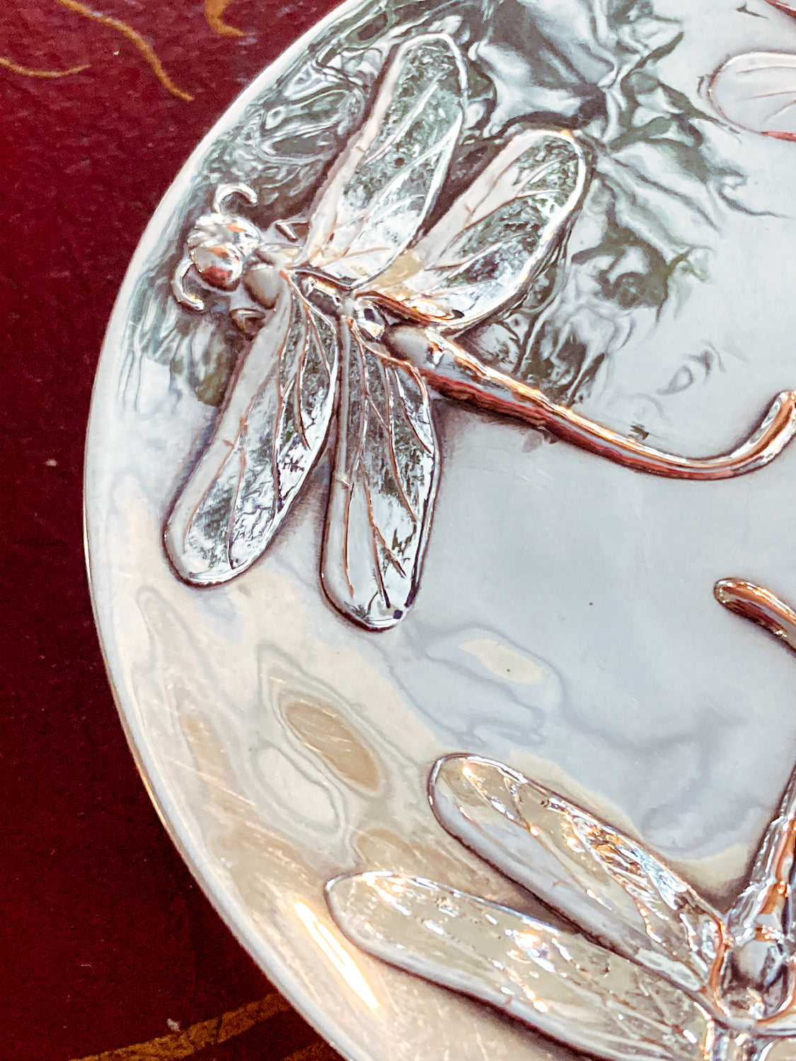 Art Nouveau Style Silver Plated Cristofle Gallia Dragonfly Dish