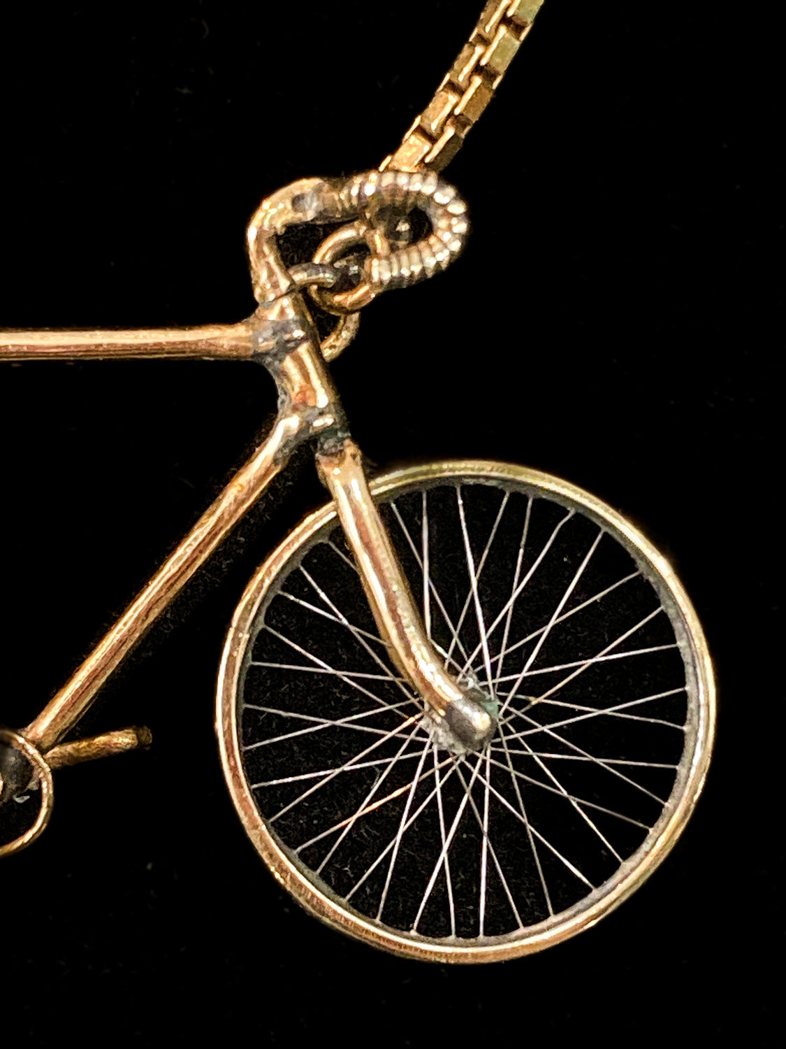 Artisan 14K Yellow Gold Articulated Bicycle Pendant Charm Necklace