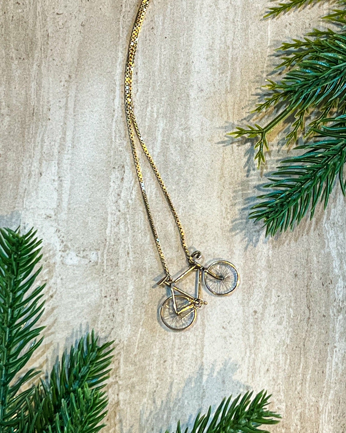 Artisan 14K Yellow Gold Articulated Bicycle Pendant Charm Necklace