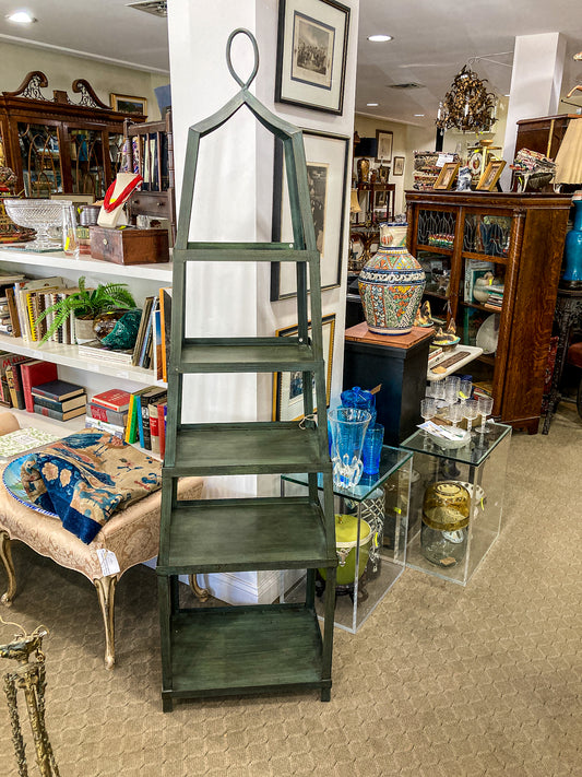 Ballard Design Green Hint Metal Obelisk Style Etagere Freestanding Shelf