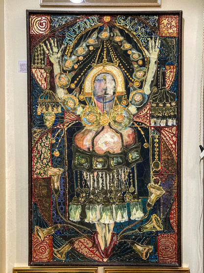 Vintage Mixed Media Portrait of Cleveland Bernice Kent Framed Canvas Painting