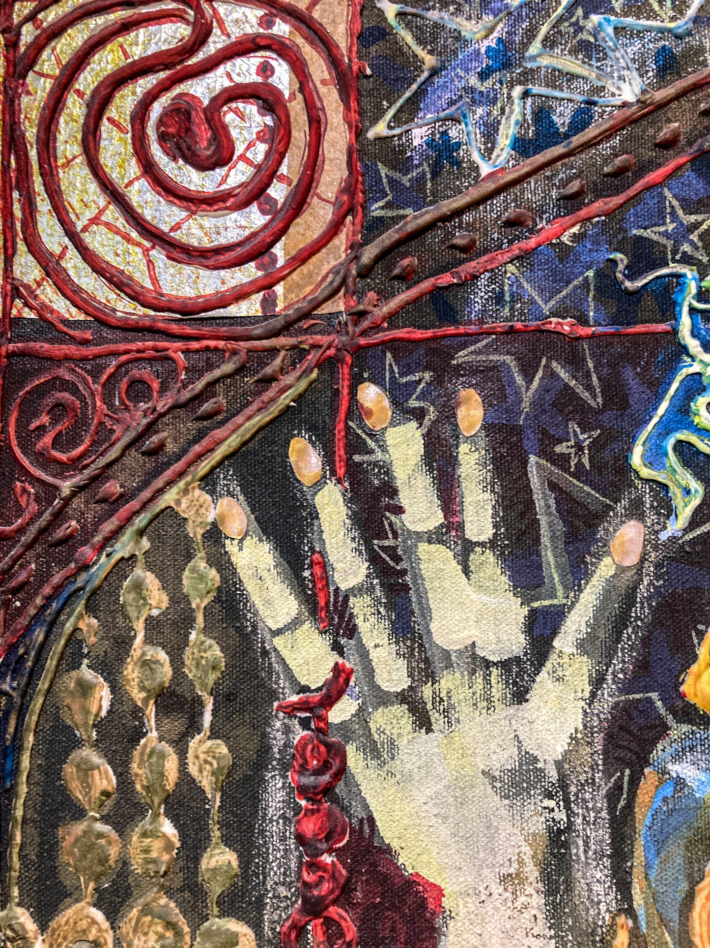 Vintage Mixed Media Portrait of Cleveland Bernice Kent Framed Canvas Painting