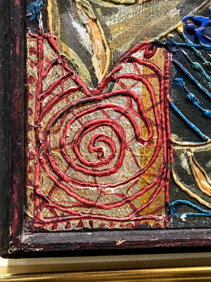 Vintage Mixed Media Portrait of Cleveland Bernice Kent Framed Canvas Painting