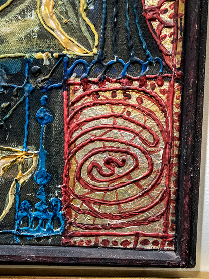 Vintage Mixed Media Portrait of Cleveland Bernice Kent Framed Canvas Painting