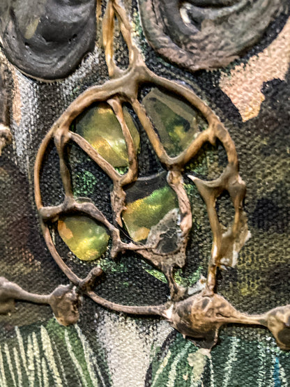 Vintage Mixed Media Portrait of Cleveland Bernice Kent Framed Canvas Painting