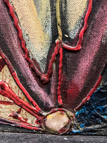 Vintage Mixed Media Portrait of Cleveland Bernice Kent Framed Canvas Painting