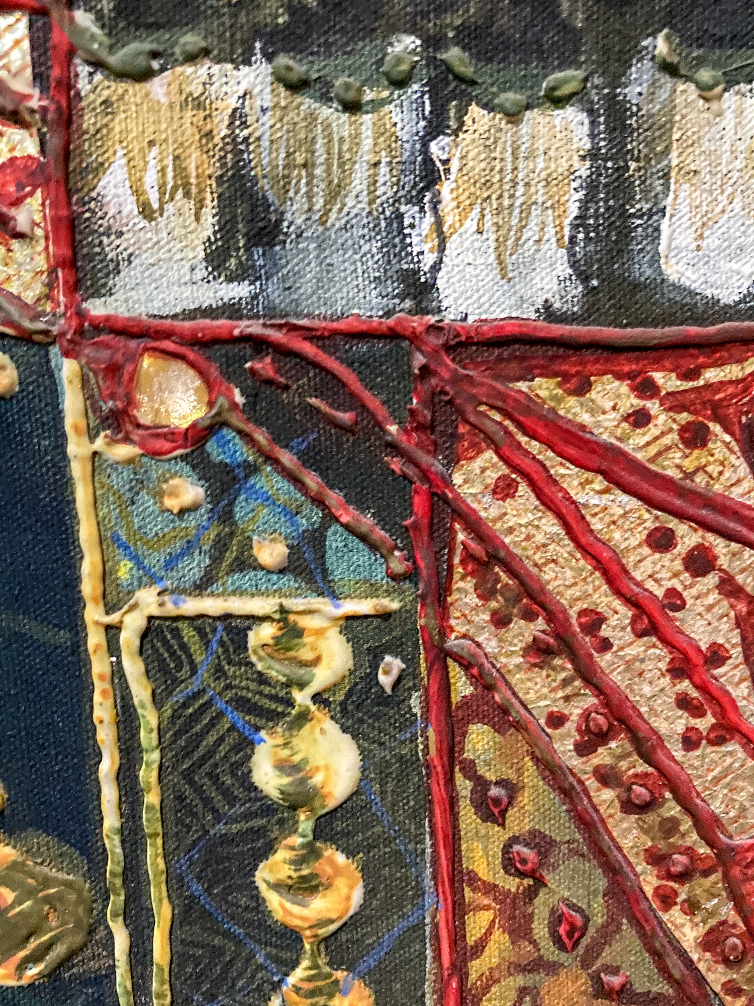 Vintage Mixed Media Portrait of Cleveland Bernice Kent Framed Canvas Painting