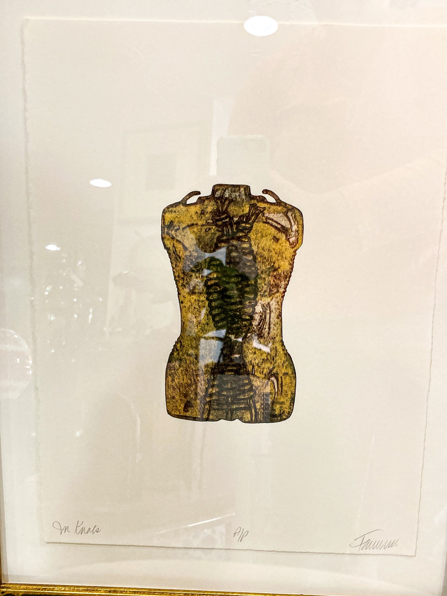 Cleveland Printmaker Phyllis Fannin Artist Proof Torso Framed Aquatint Art