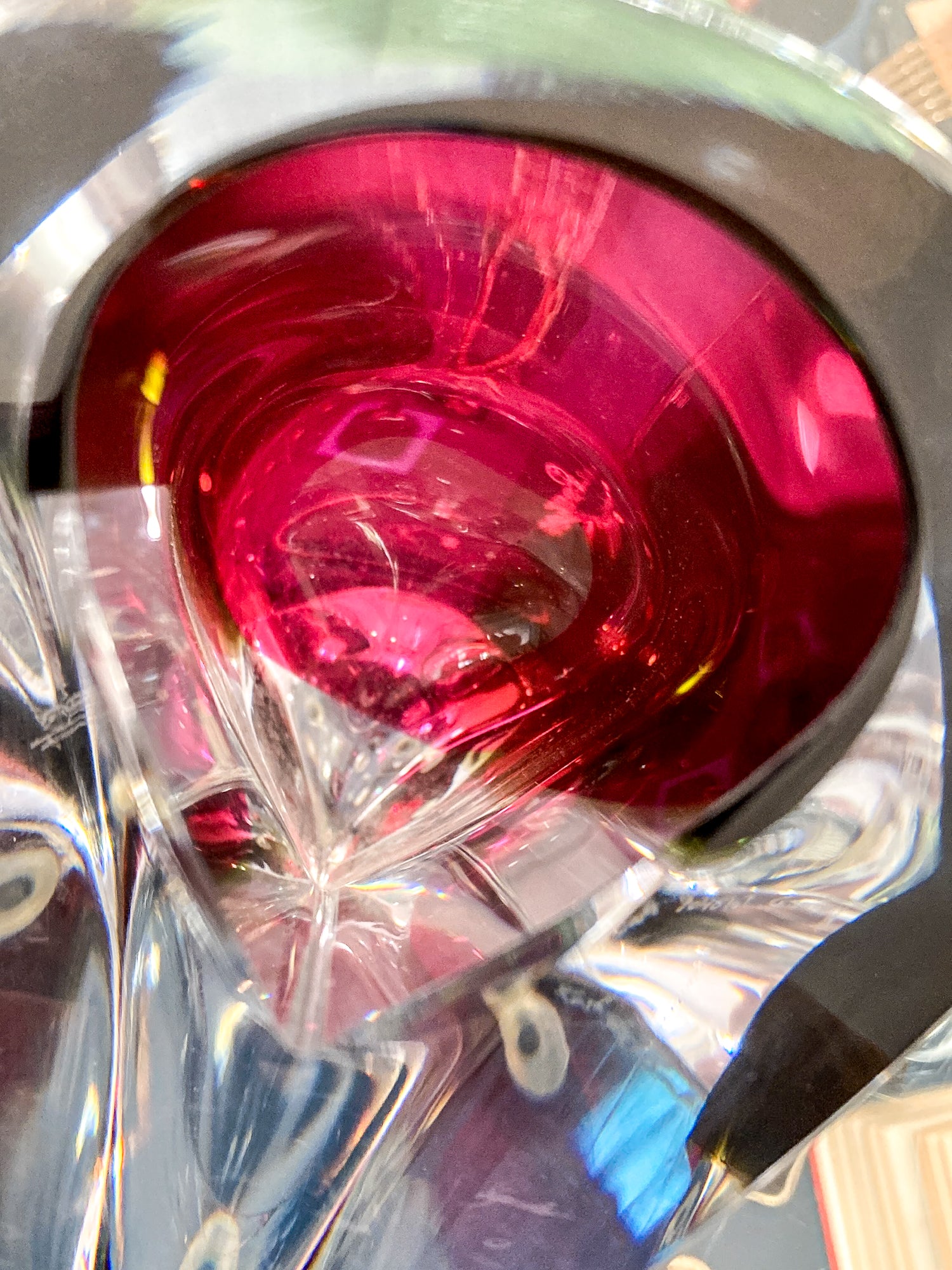 Modern 2000's Kosta Boda Goran Warff Wine Red Mirage Heavy Glass Vase