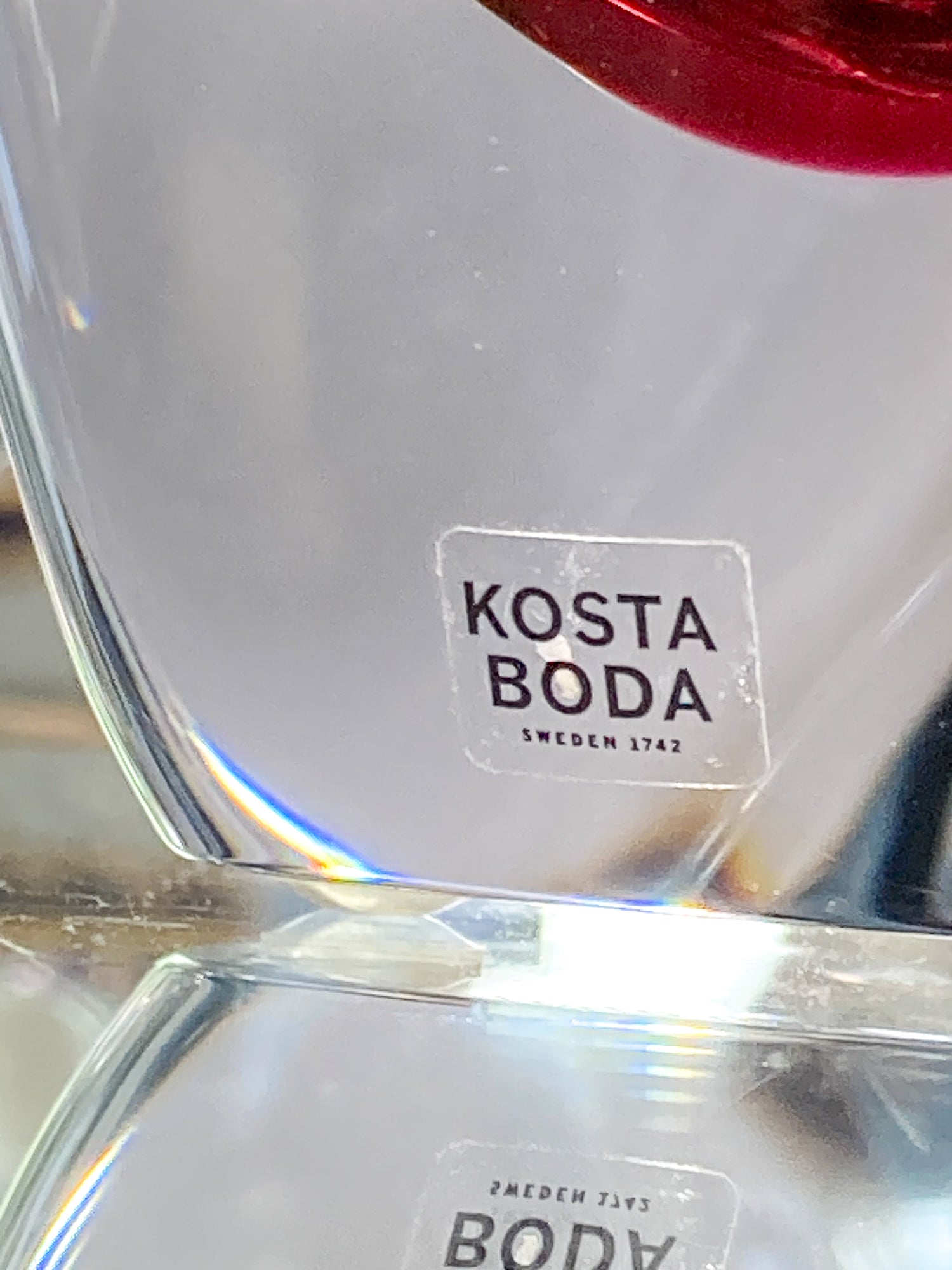 Modern 2000's Kosta Boda Goran Warff Wine Red Mirage Heavy Glass Vase