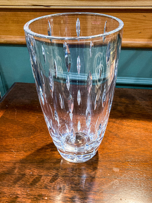 Contemporary Galway Ireland Clear Crystal Cut Glass Raindrops Tapered Vase