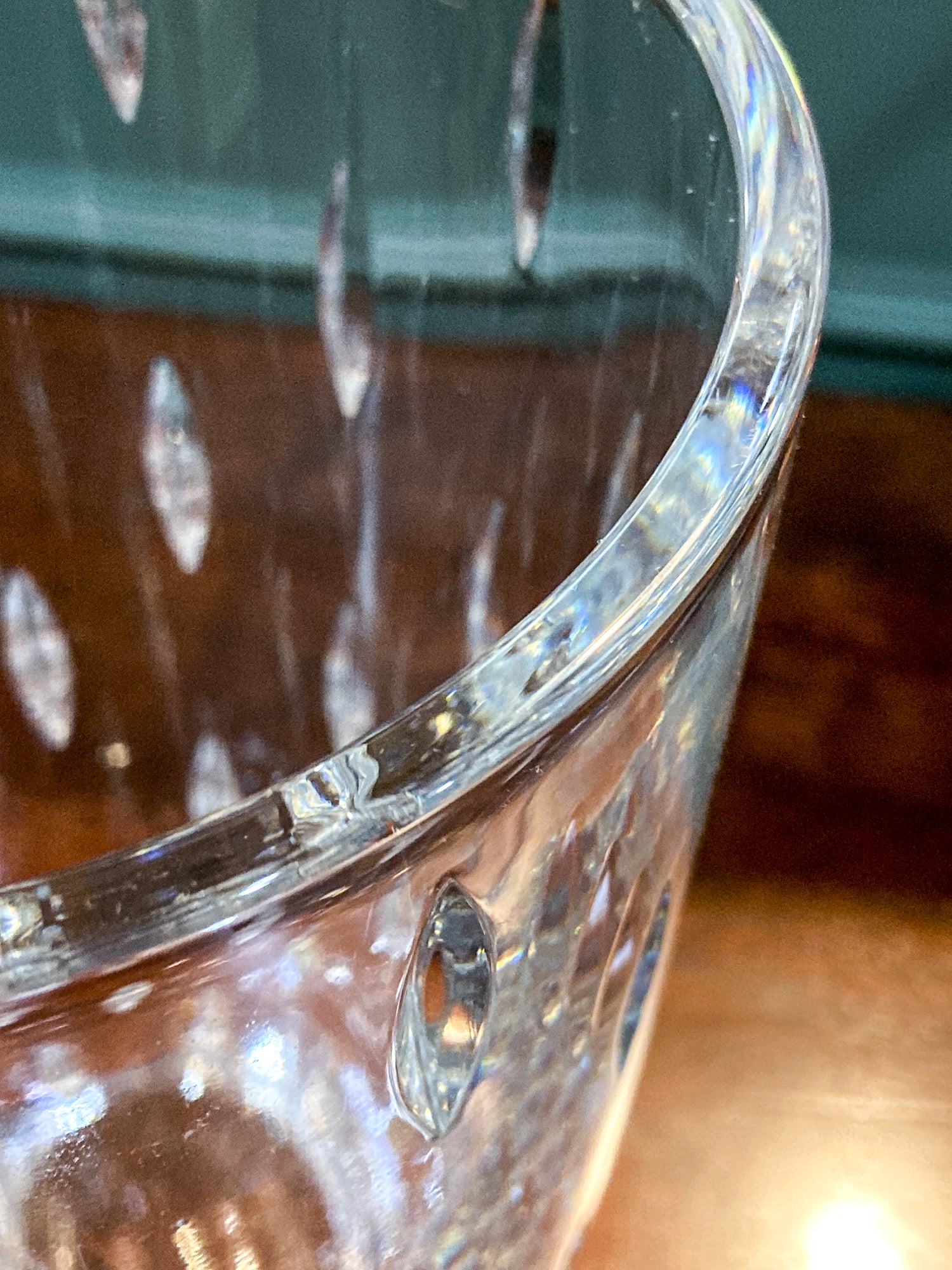 Contemporary Galway Ireland Clear Crystal Cut Glass Raindrops Tapered Vase