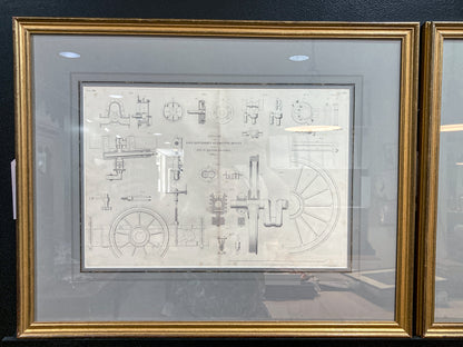 Four Antique Joseph Wilson Lowry Robert Morrison Locomotive Framed Engravings