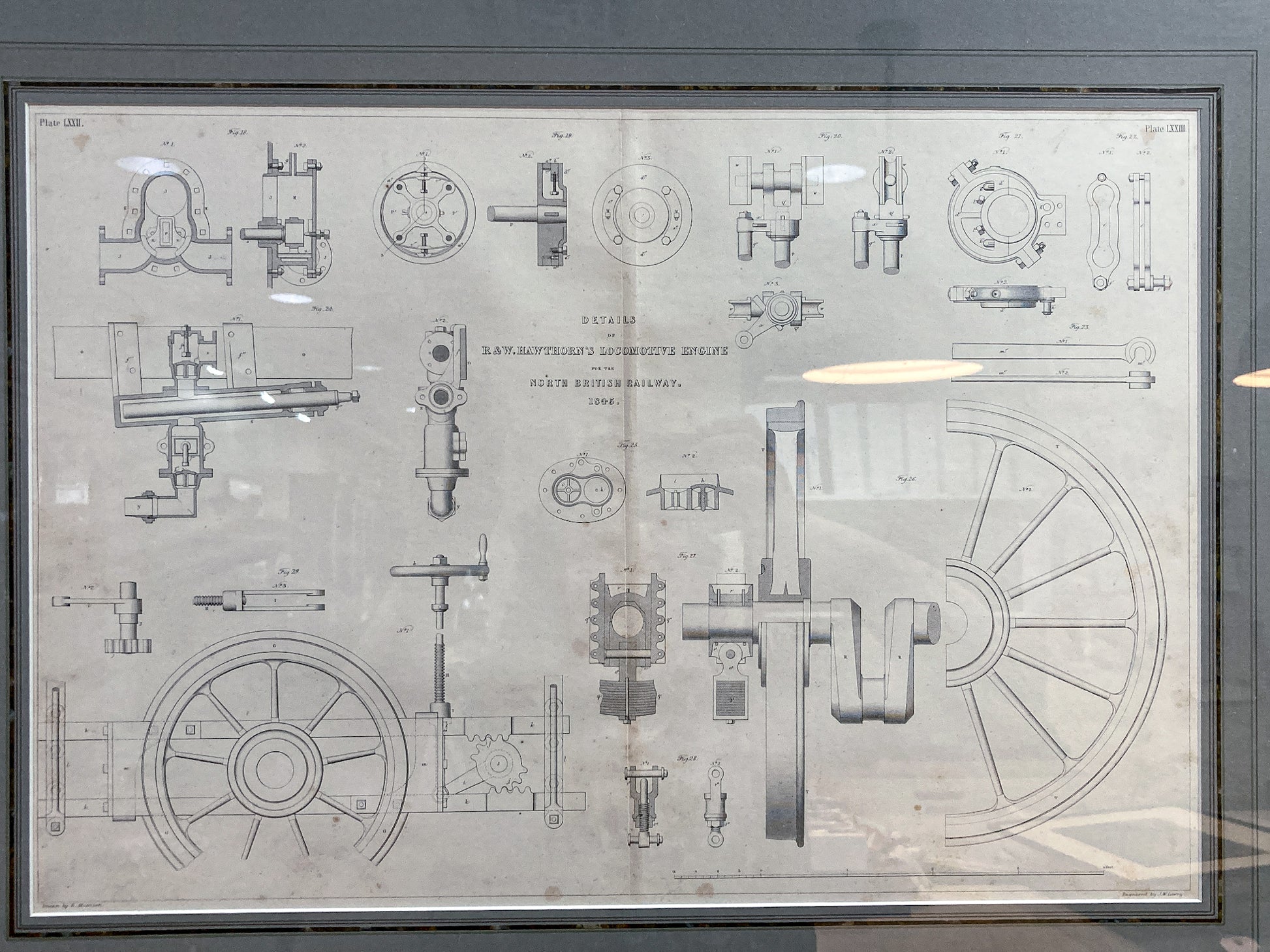 Four Antique Joseph Wilson Lowry Robert Morrison Locomotive Framed Engravings