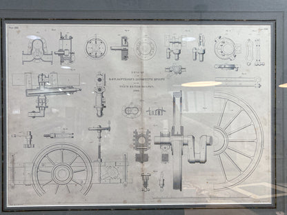 Four Antique Joseph Wilson Lowry Robert Morrison Locomotive Framed Engravings