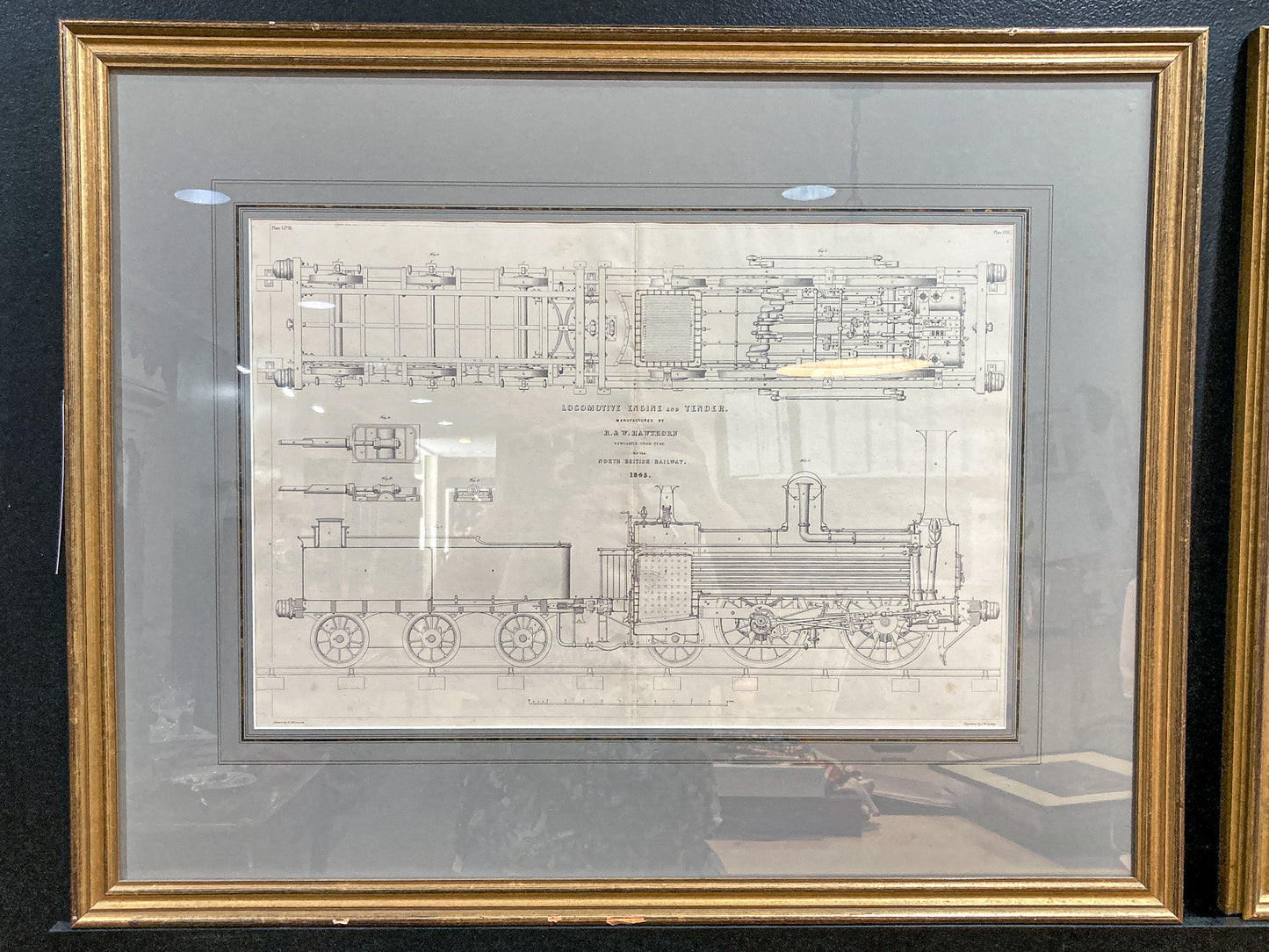 Four Antique Joseph Wilson Lowry Robert Morrison Locomotive Framed Engravings