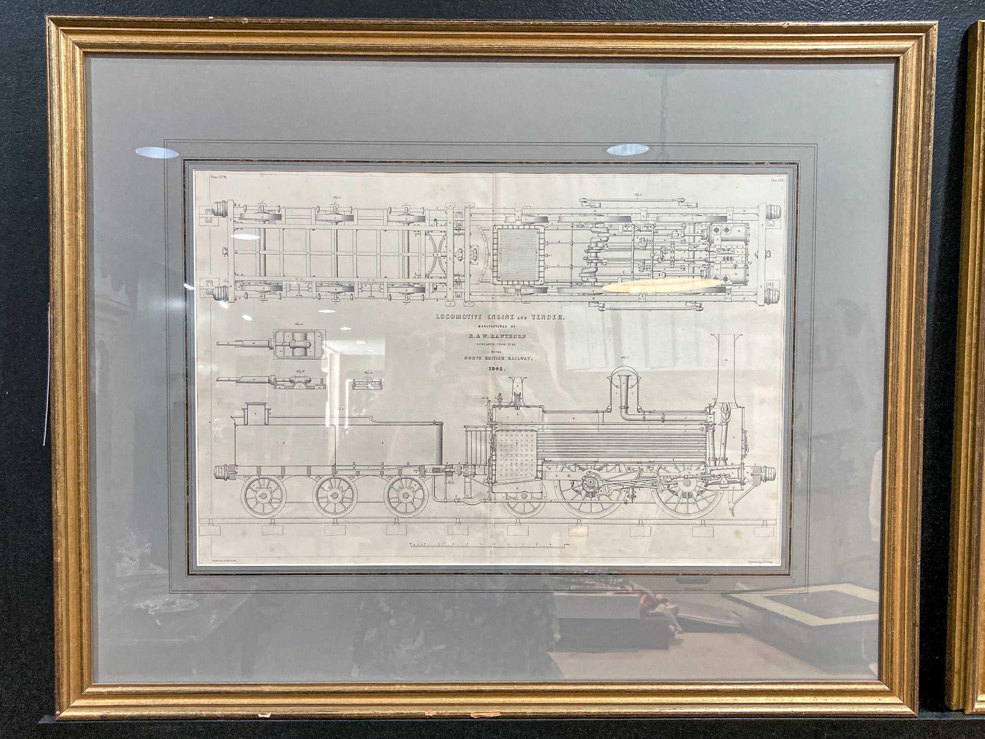 Four Antique Joseph Wilson Lowry Robert Morrison Locomotive Framed Engravings