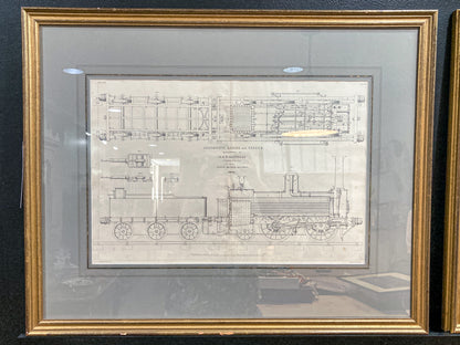 Four Antique Joseph Wilson Lowry Robert Morrison Locomotive Framed Engravings