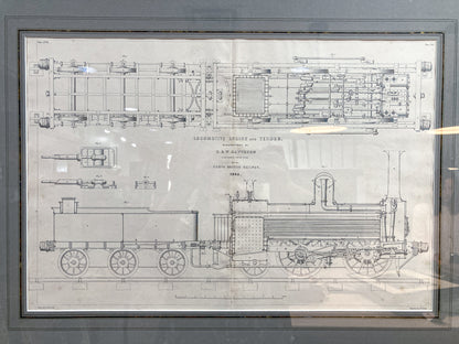 Four Antique Joseph Wilson Lowry Robert Morrison Locomotive Framed Engravings