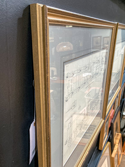 Four Antique Joseph Wilson Lowry Robert Morrison Locomotive Framed Engravings