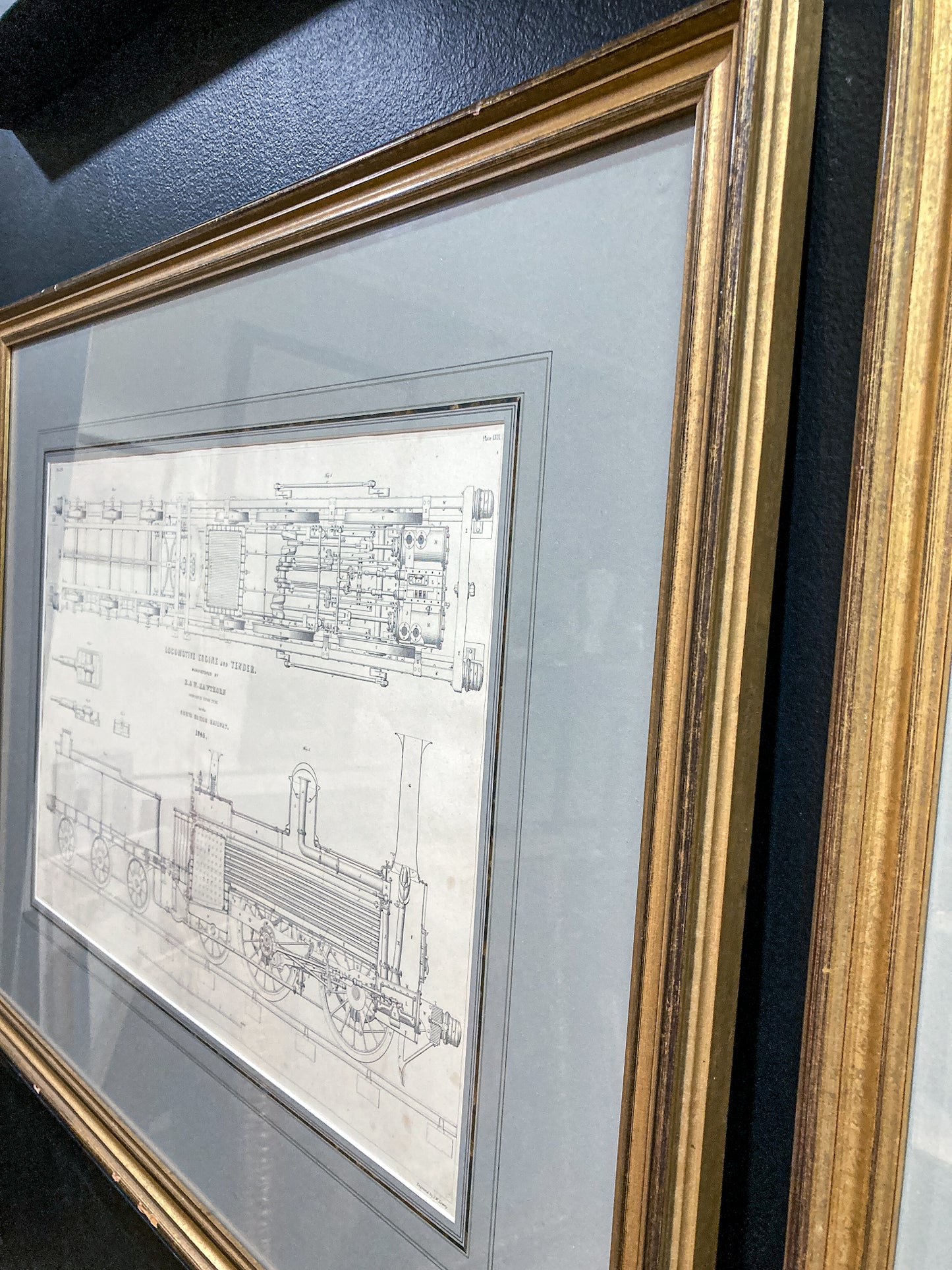 Four Antique Joseph Wilson Lowry Robert Morrison Locomotive Framed Engravings