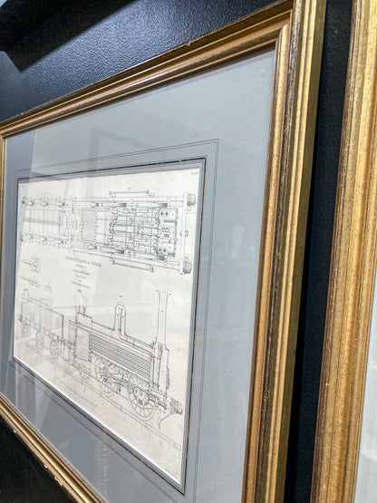 Four Antique Joseph Wilson Lowry Robert Morrison Locomotive Framed Engravings