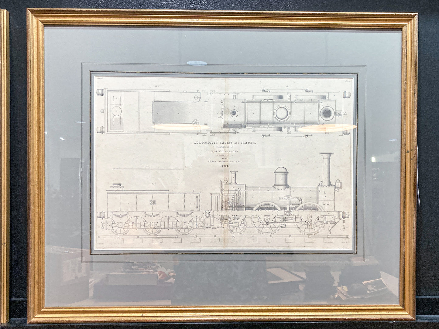 Four Antique Joseph Wilson Lowry Robert Morrison Locomotive Framed Engravings