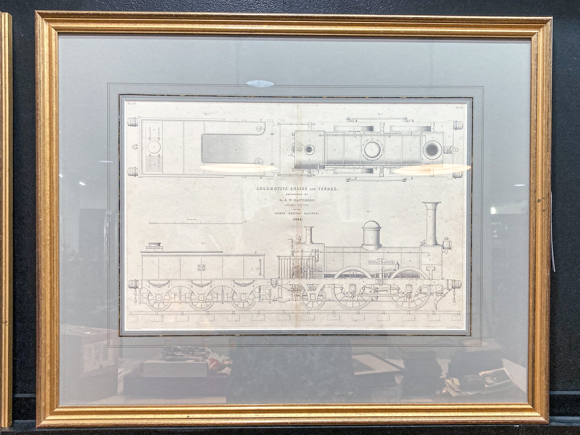 Four Antique Joseph Wilson Lowry Robert Morrison Locomotive Framed Engravings
