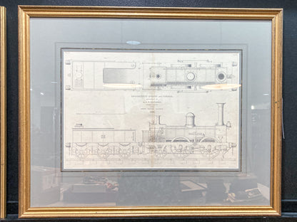 Four Antique Joseph Wilson Lowry Robert Morrison Locomotive Framed Engravings