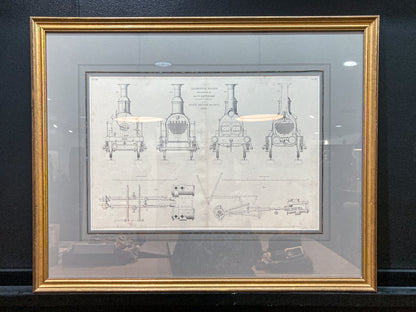 Four Antique Joseph Wilson Lowry Robert Morrison Locomotive Framed Engravings