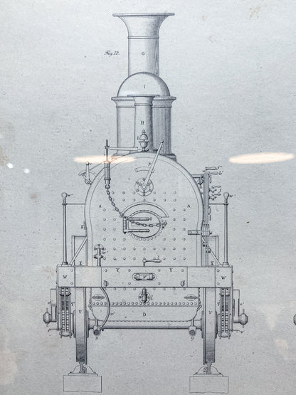 Four Antique Joseph Wilson Lowry Robert Morrison Locomotive Framed Engravings