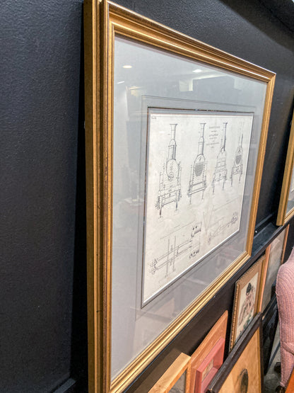 Four Antique Joseph Wilson Lowry Robert Morrison Locomotive Framed Engravings