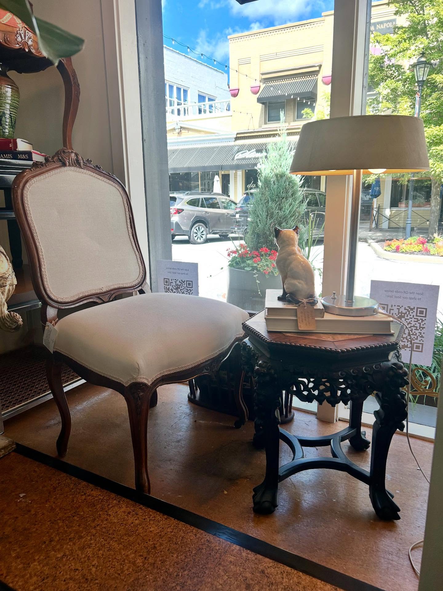Four Antique Victorian Hand-Carved Wooden Upholstered Dining Chairs