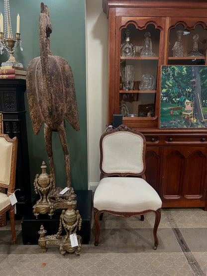 Four Antique Victorian Hand-Carved Wooden Upholstered Dining Chairs