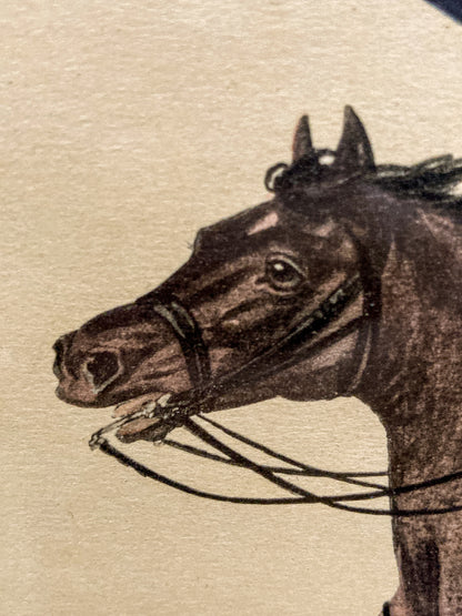 Four Vintage 19th Century Style Equine Royal Prussian Military Framed Color Lithographs