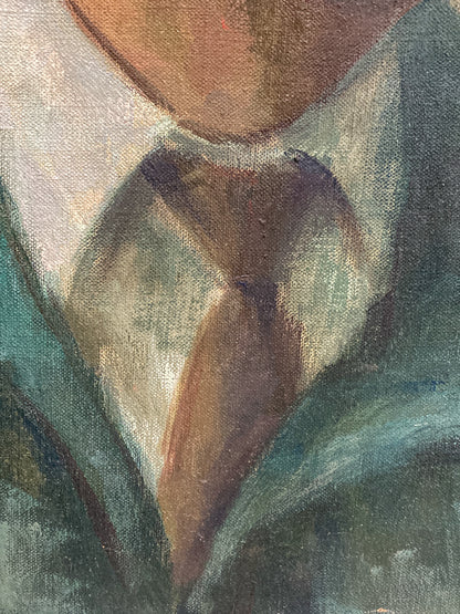 Vintage Original Self Portrait Frank Campanella (1918-2016) Canvas Oil Painting