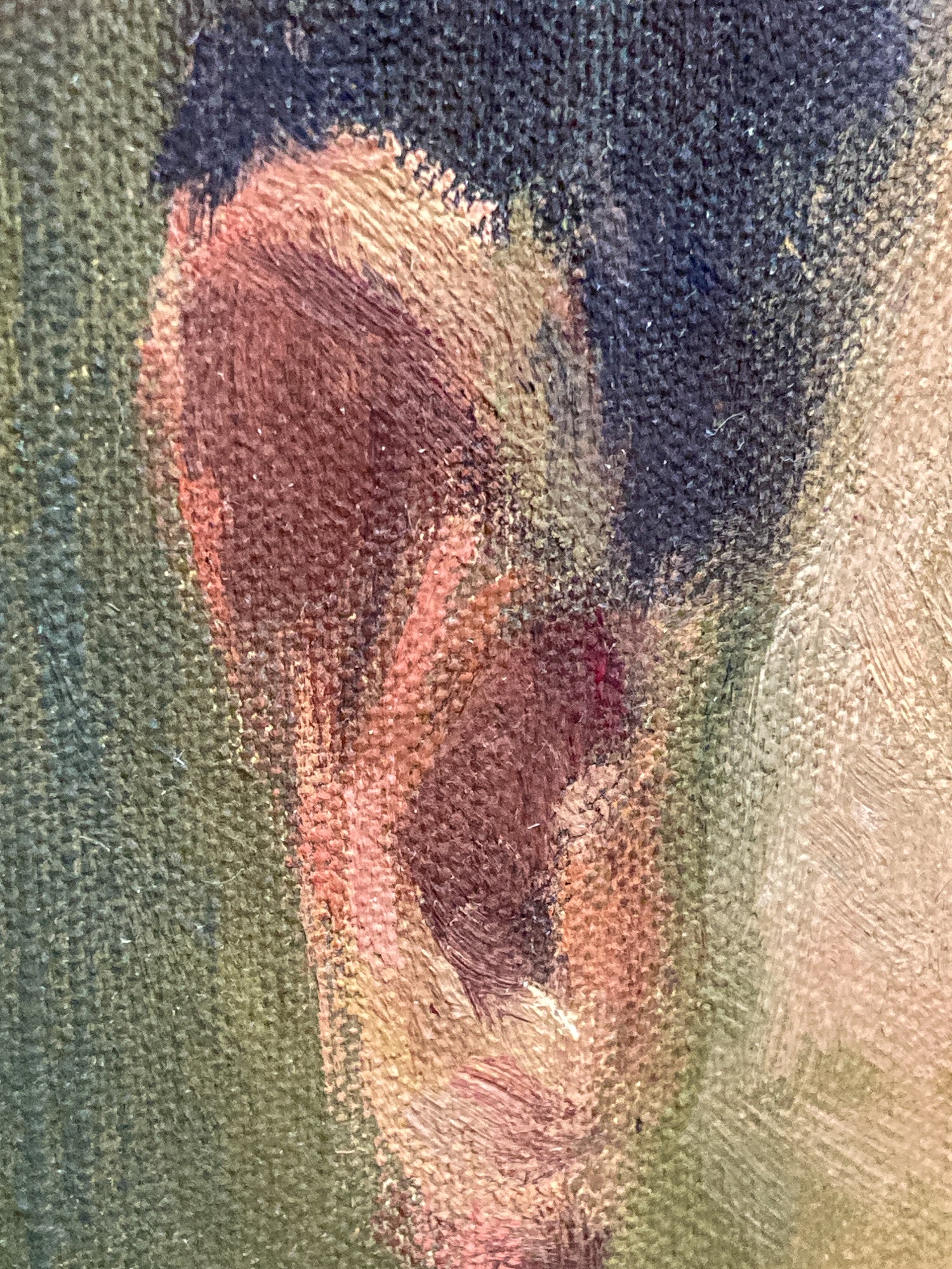 Vintage Original Self Portrait Frank Campanella (1918-2016) Canvas Oil Painting